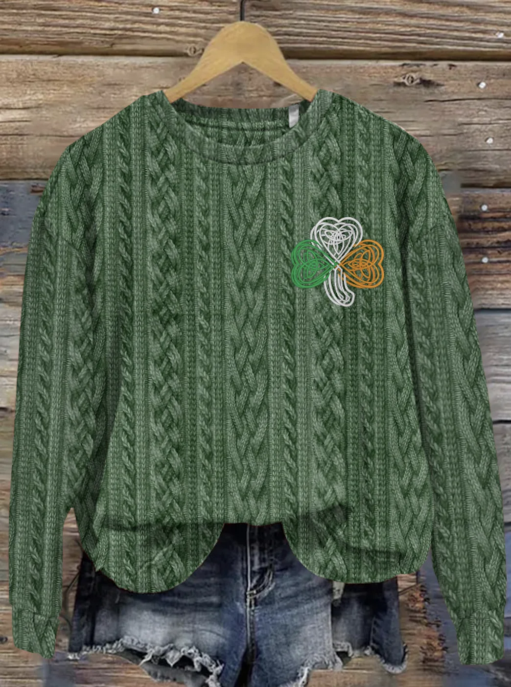 St. Patrick's Day Women Wool/Knitting Animal Long Sleeve Comfy Casual Sweater