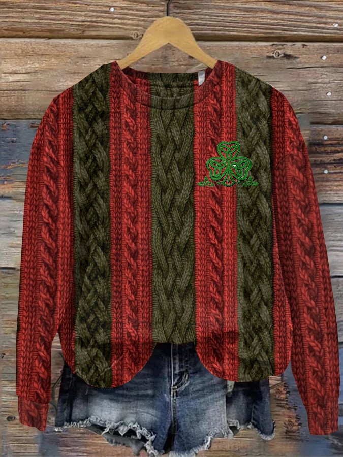 Women St. Patrick's Day Wool/Knitting Animal Long Sleeve Comfy Casual Sweater