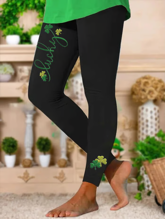 Casual St. Patrick's Day Text Letters Printing Long Leggings