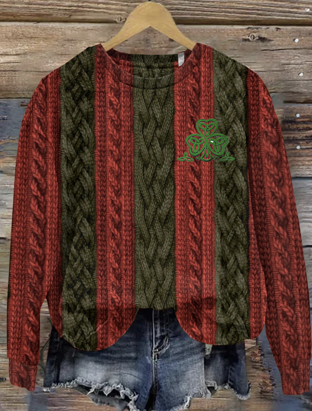 Women St. Patrick's Day Wool/Knitting Animal Long Sleeve Comfy Casual Sweater