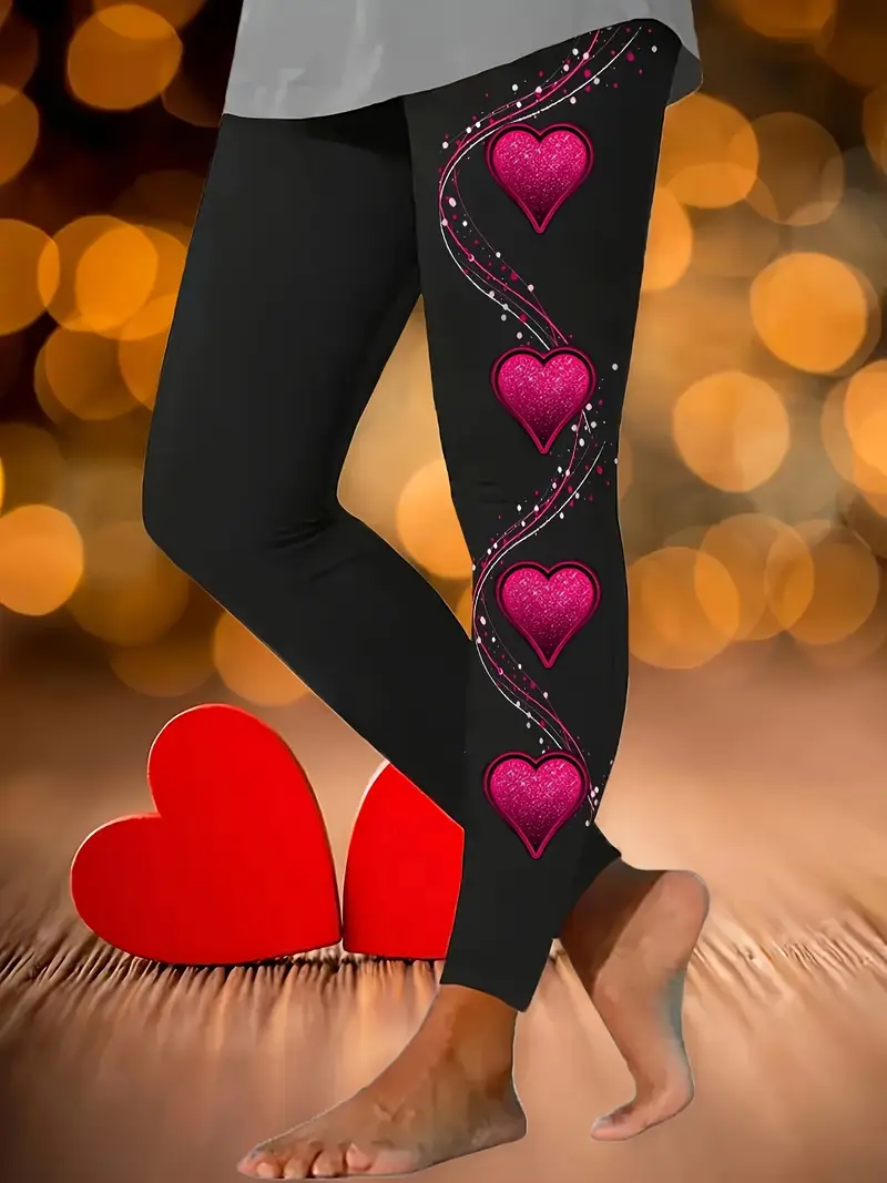 Valentine's Day Casual Heart/Cordate Printing Long Leggings