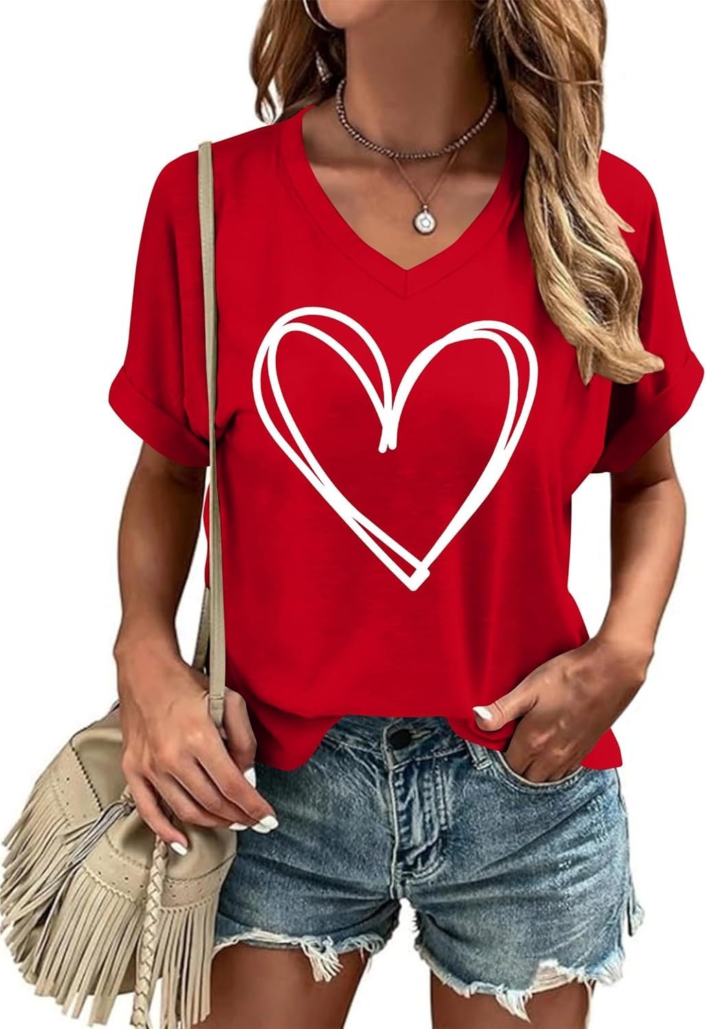 Casual Geometric V Neck Short Sleeve T-shirt