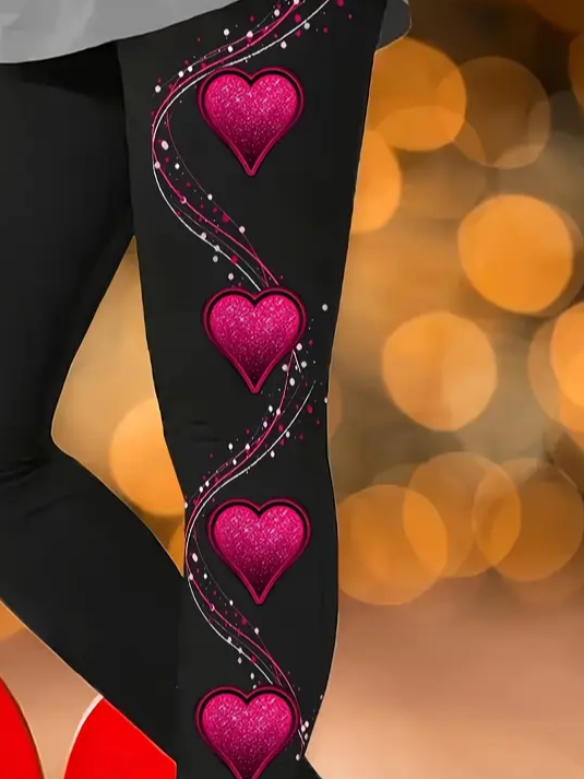 Valentine's Day Casual Heart/Cordate Printing Long Leggings