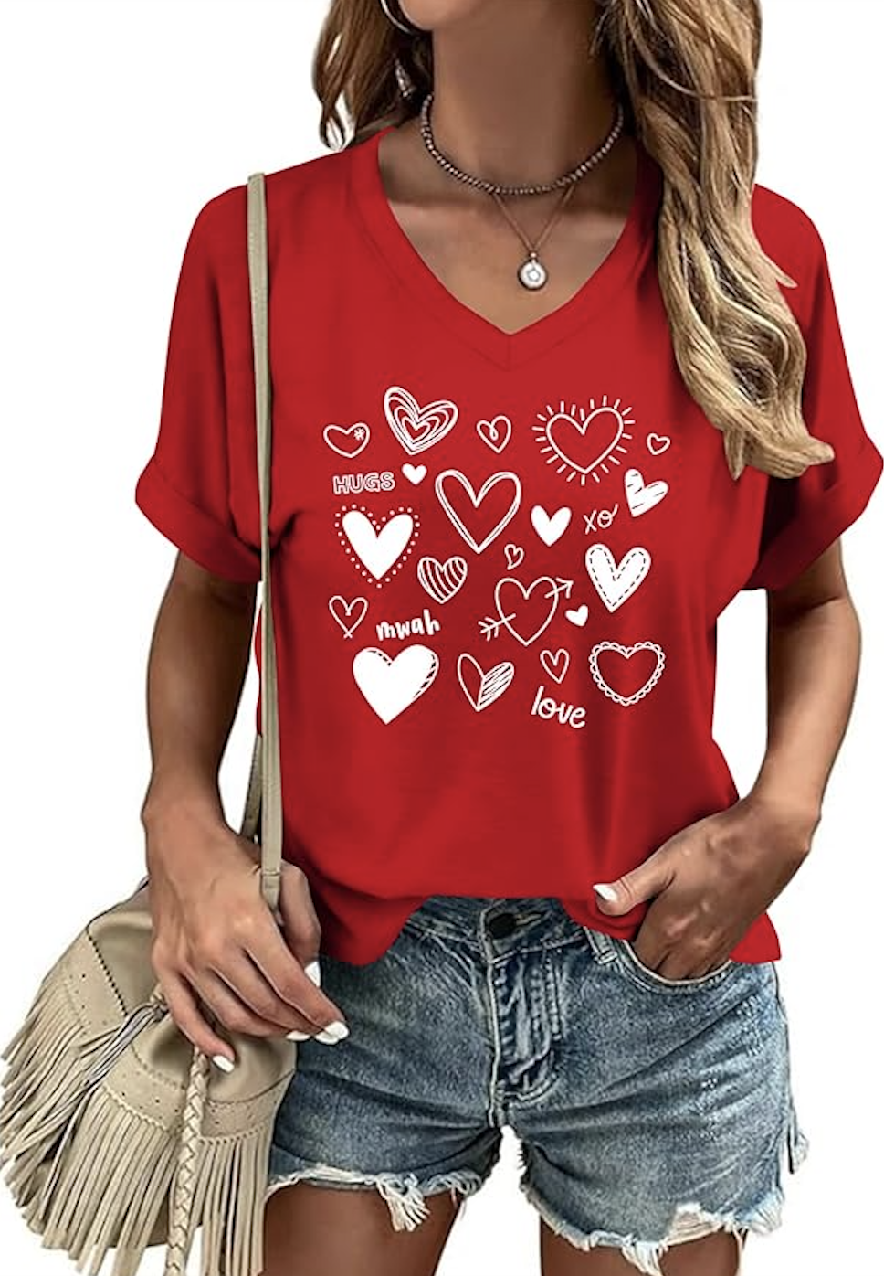 Casual Geometric V Neck Short Sleeve T-shirt