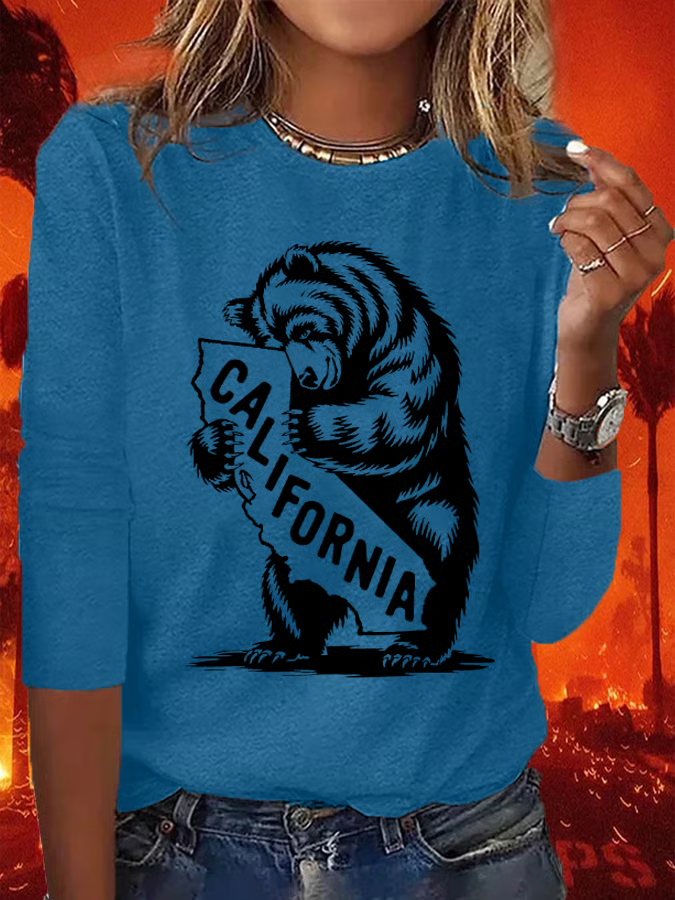 Casual Animal Crew Neck Long Sleeve T-shirt