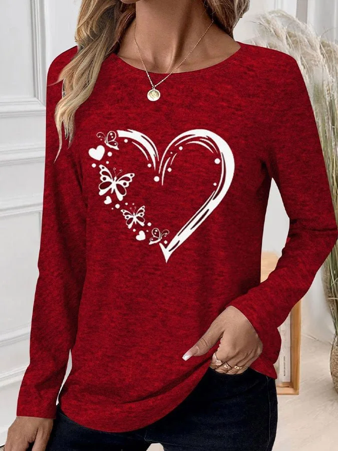 Casual Geometric Crew Neck Long Sleeve T-shirt