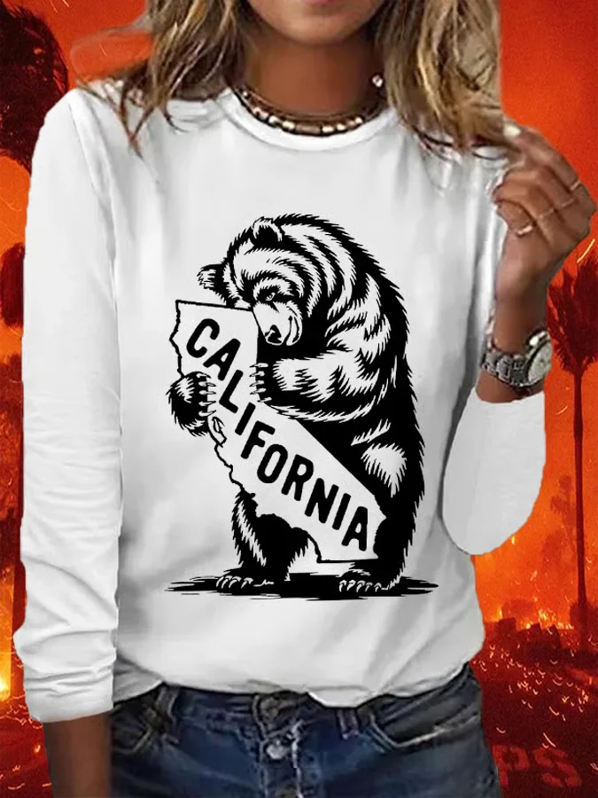 Casual Animal Crew Neck Long Sleeve T-shirt