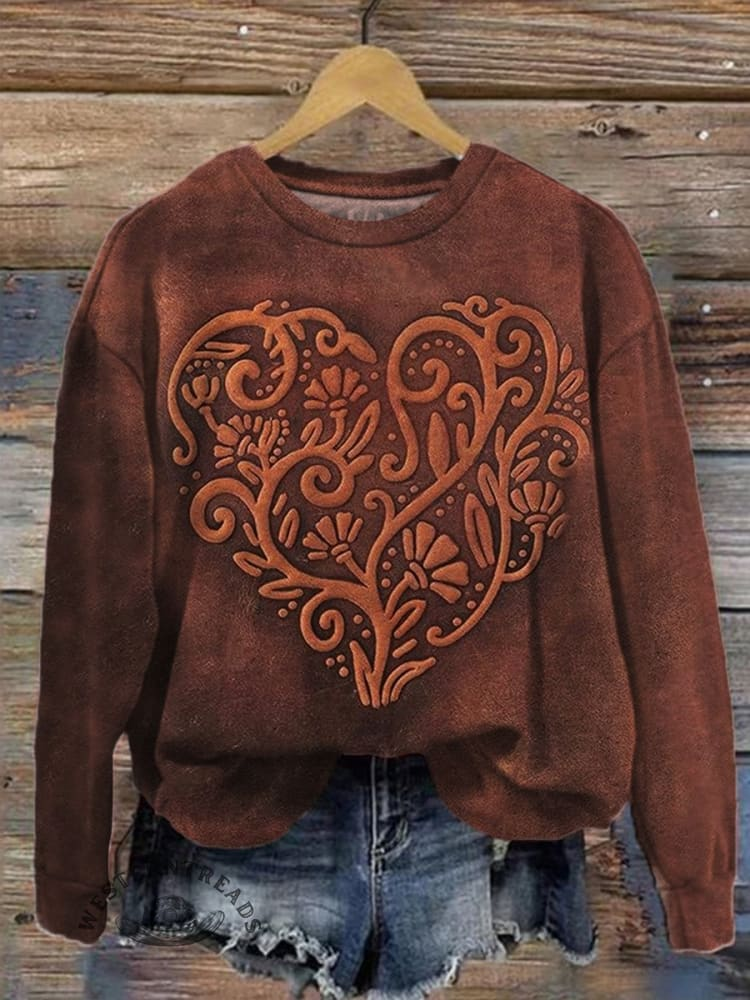 Casual Crew Neck Floral Sweatshirt Printing