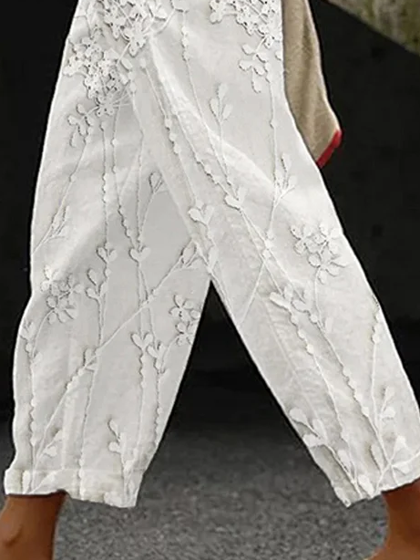 Casual Floral Ankle Pants Printing Pant