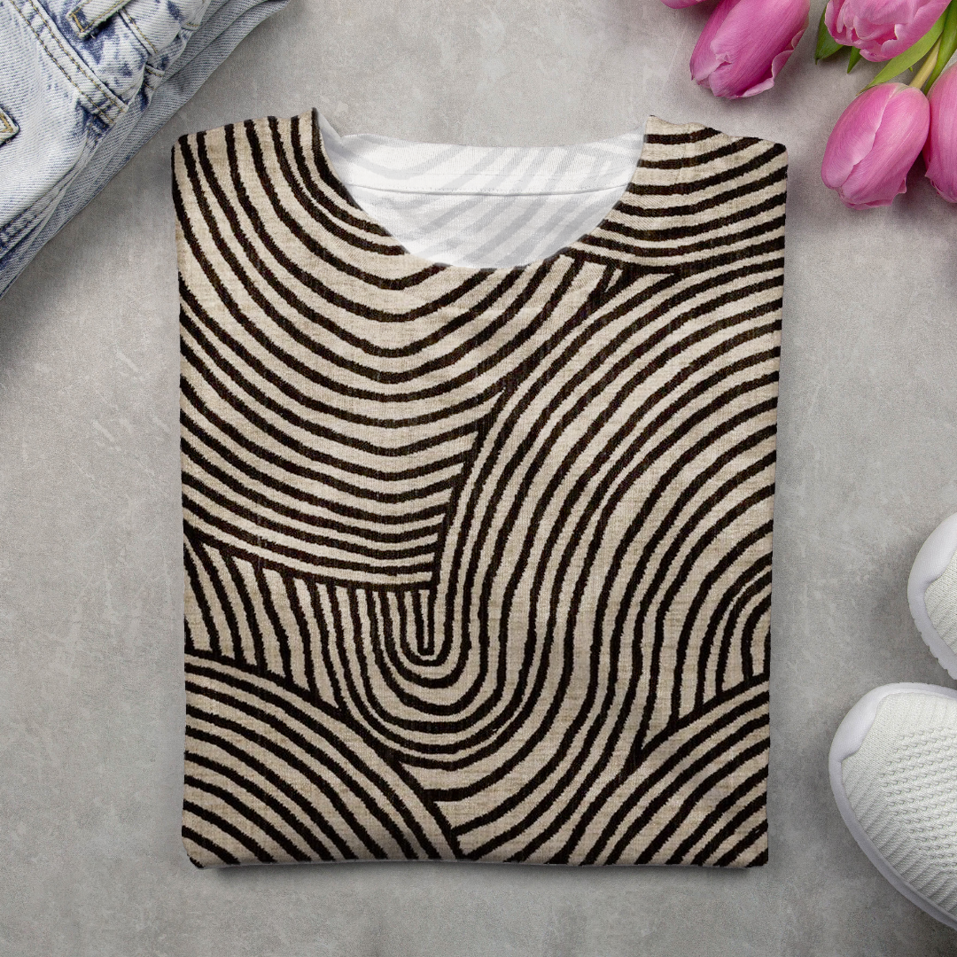 Casual Abstract Stripes Crew Neck Long Sleeve T-shirt