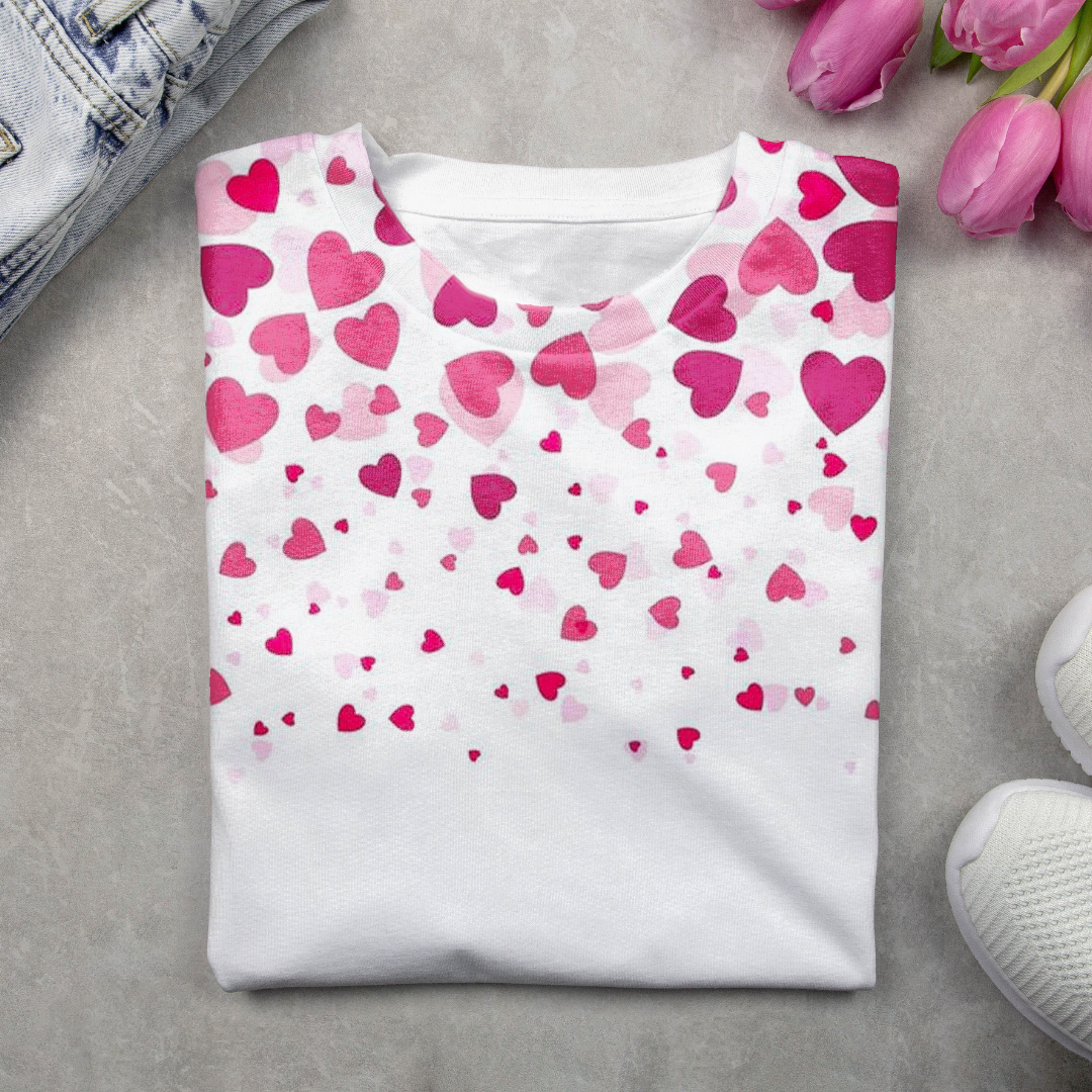 Casual Heart/Cordate Crew Neck Long Sleeve T-shirt