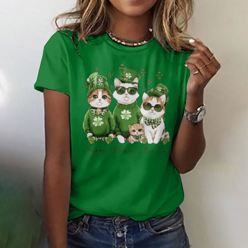 Casual Animal Crew Neck Short Sleeve T-shirt