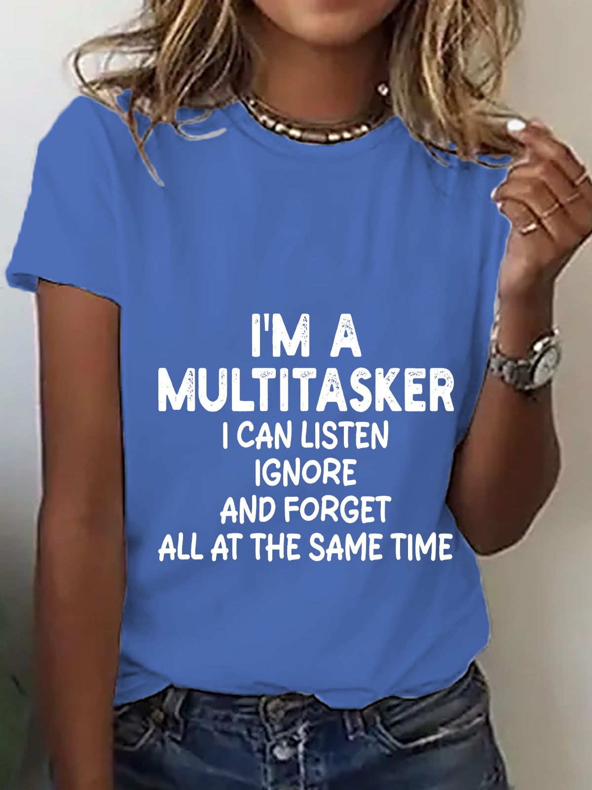 Casual Text Letters Crew Neck Short Sleeve T-shirt