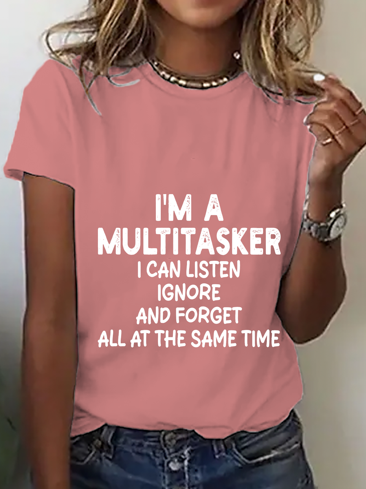 Casual Text Letters Crew Neck Short Sleeve T-shirt