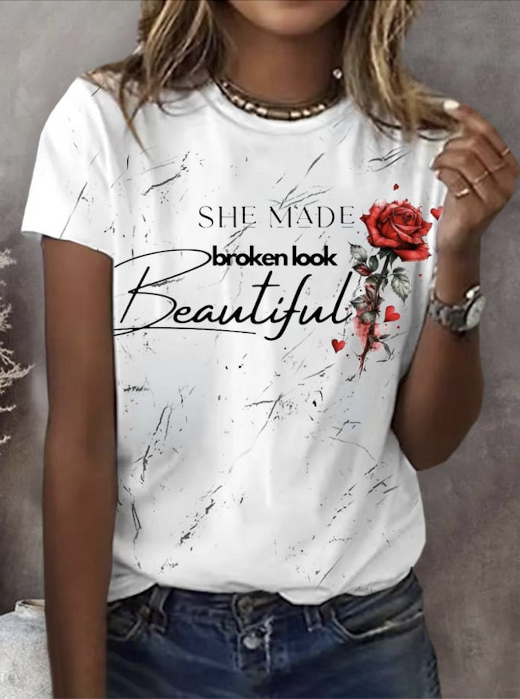 Casual Floral Crew Neck Short Sleeve T-shirt