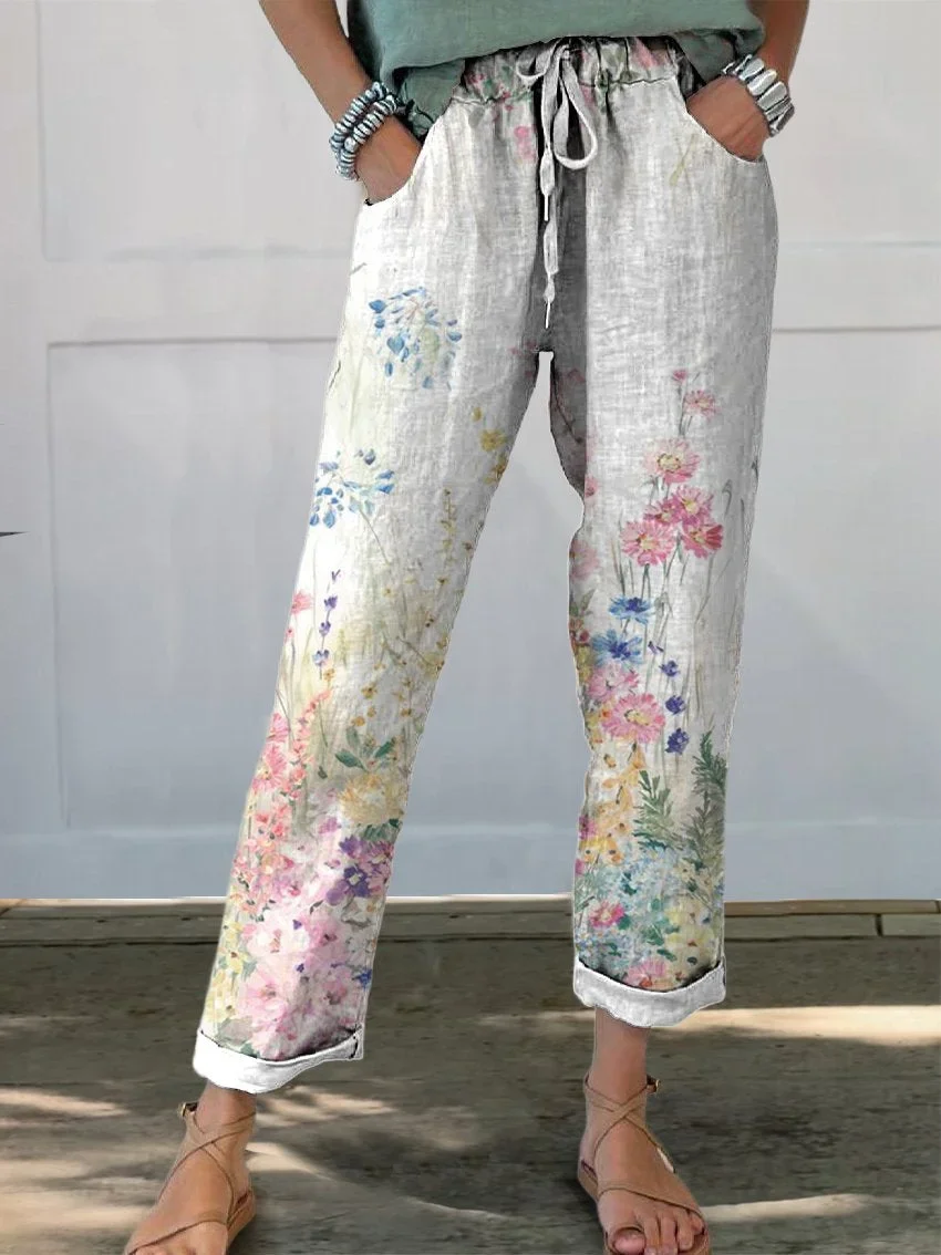 Women Floral Ankle Pants Pants Casual Spring/Fall Trousers