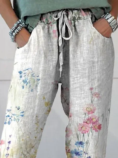 Women Floral Ankle Pants Pants Casual Spring/Fall Trousers