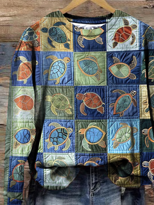 Casual Crew Neck Animal Sweatshirt