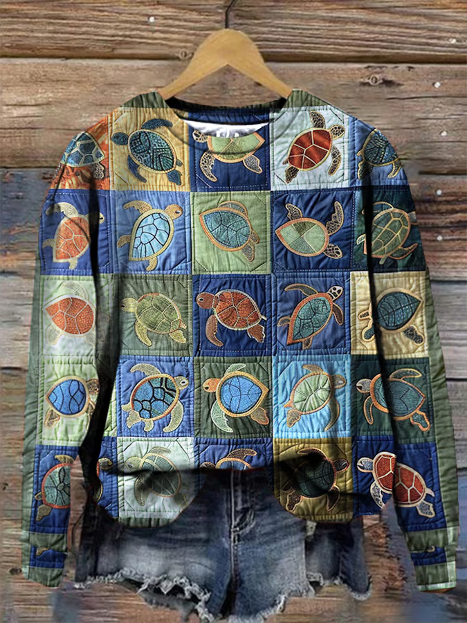 Casual Crew Neck Animal Sweatshirt