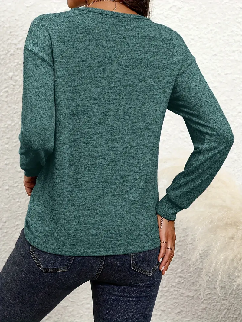 Casual Plain Crew Neck Long Sleeve T-shirt