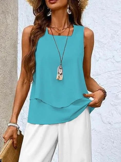 Women Abstract Printing Two-Piece Set Daily Sleeveless Casual Summer Top With Pants Matching Set