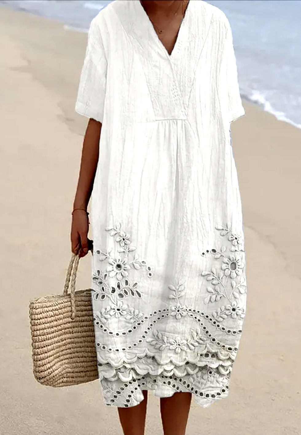 Women Floral V Neck Short Sleeve Comfy Casual Maxi Dress