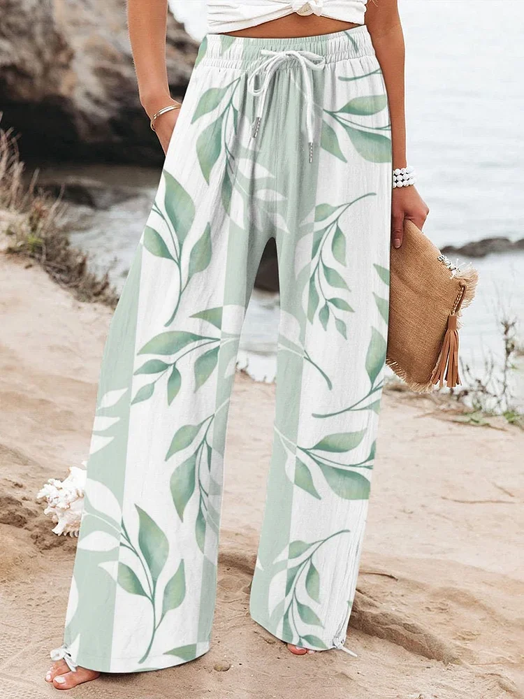 Women Floral Long Pants Casual Spring/Fall Trousers