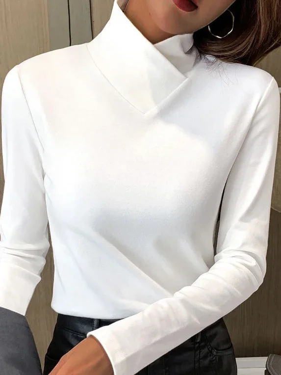 Women T-shirt Long Sleeve Basic Soft Comfy Warmth Blouse