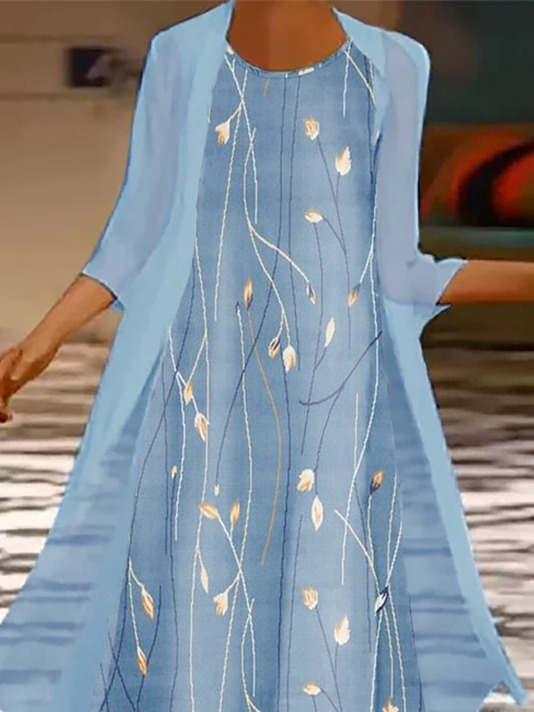 Women Striped Two-Piece Set Daily Three Quarter Sleeve Casual Spring/Fall Coat With Skirt Matching Set