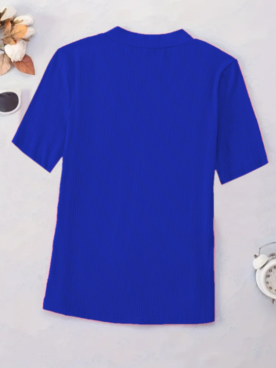 Casual Plain V Neck Short Sleeve T-shirt