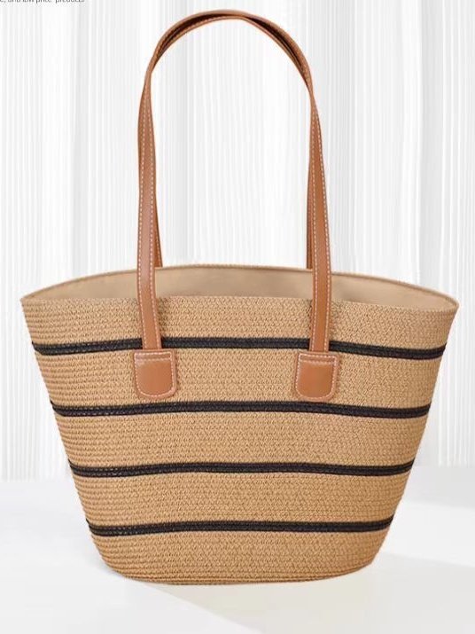 New Straw Bag Women's Summer Handbag Seaside Tote Bag Large Capacity Woven Shoulder Bag High-end Bucket Bag