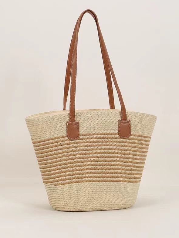 New Straw Bag Women's Summer Handbag Seaside Tote Bag Large Capacity Woven Shoulder Bag High-end Bucket Bag