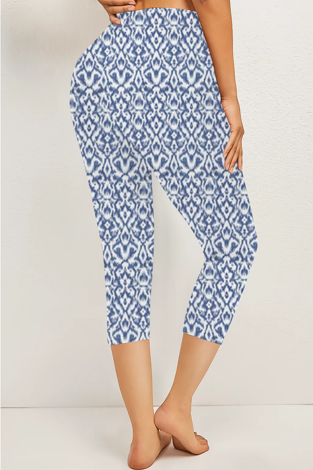 Casual Floral Capris Elastic Waist Printing Pant
