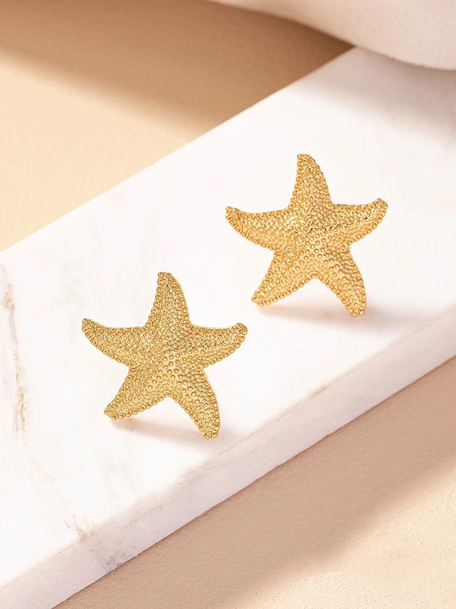 Beach Style Starfish Earrings For Women European And American Ins Style Exaggerated Fashion Earrings Temperament Street Shot Earrings