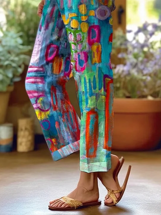 Women Abstract Long Pants Casual Spring/Fall Trousers
