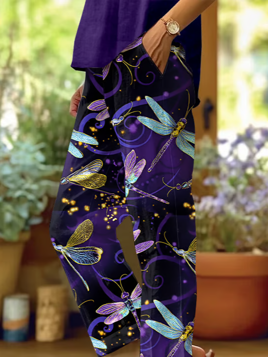 Women Floral Long Pants Casual Spring/Fall Trousers