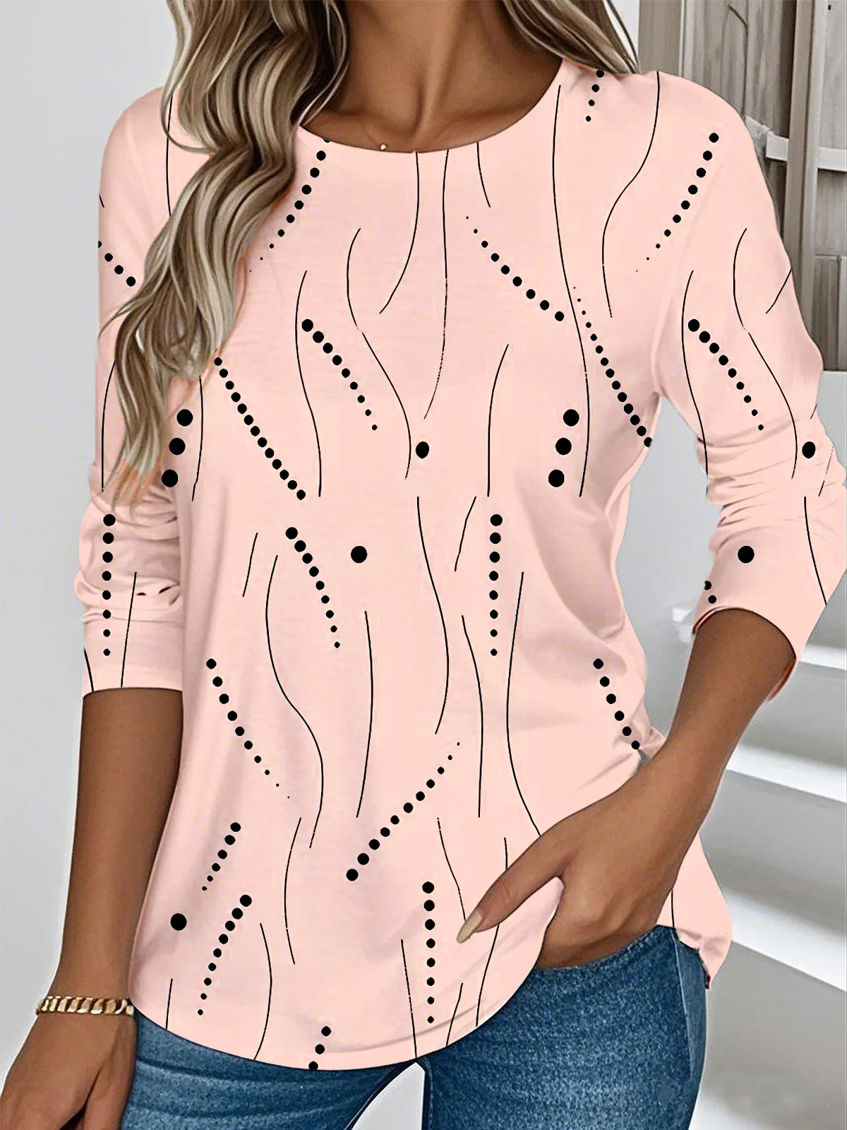 Casual Striped Crew Neck Long Sleeve T-shirt