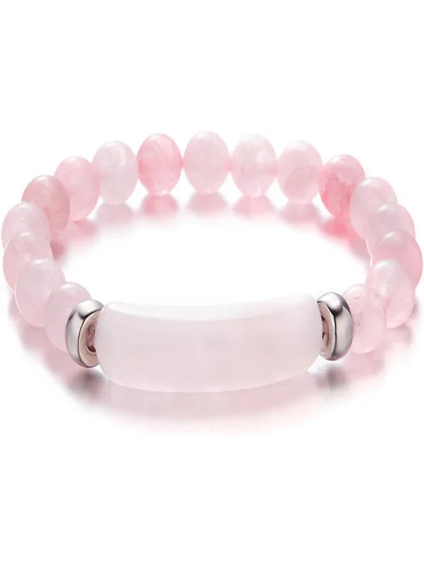 New Natural Stone 8mm Amethyst Rose Quartz Crushed Stone Butterfly Two-piece Bracelet