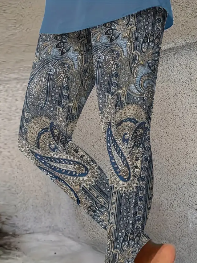 Women Paisley Casual All Season Printing Long Leggings
