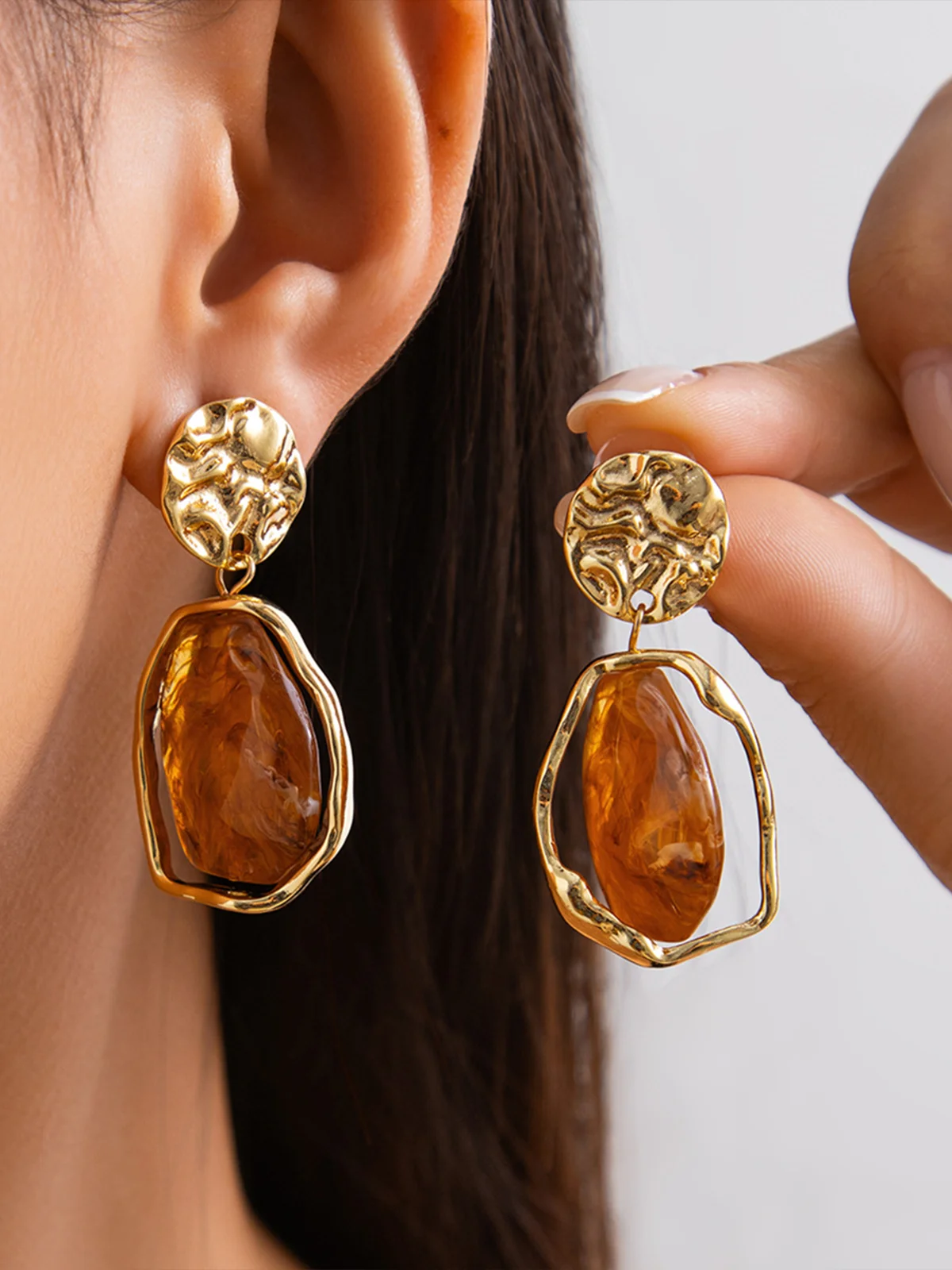 Stylish Metallic Pleated Earrings