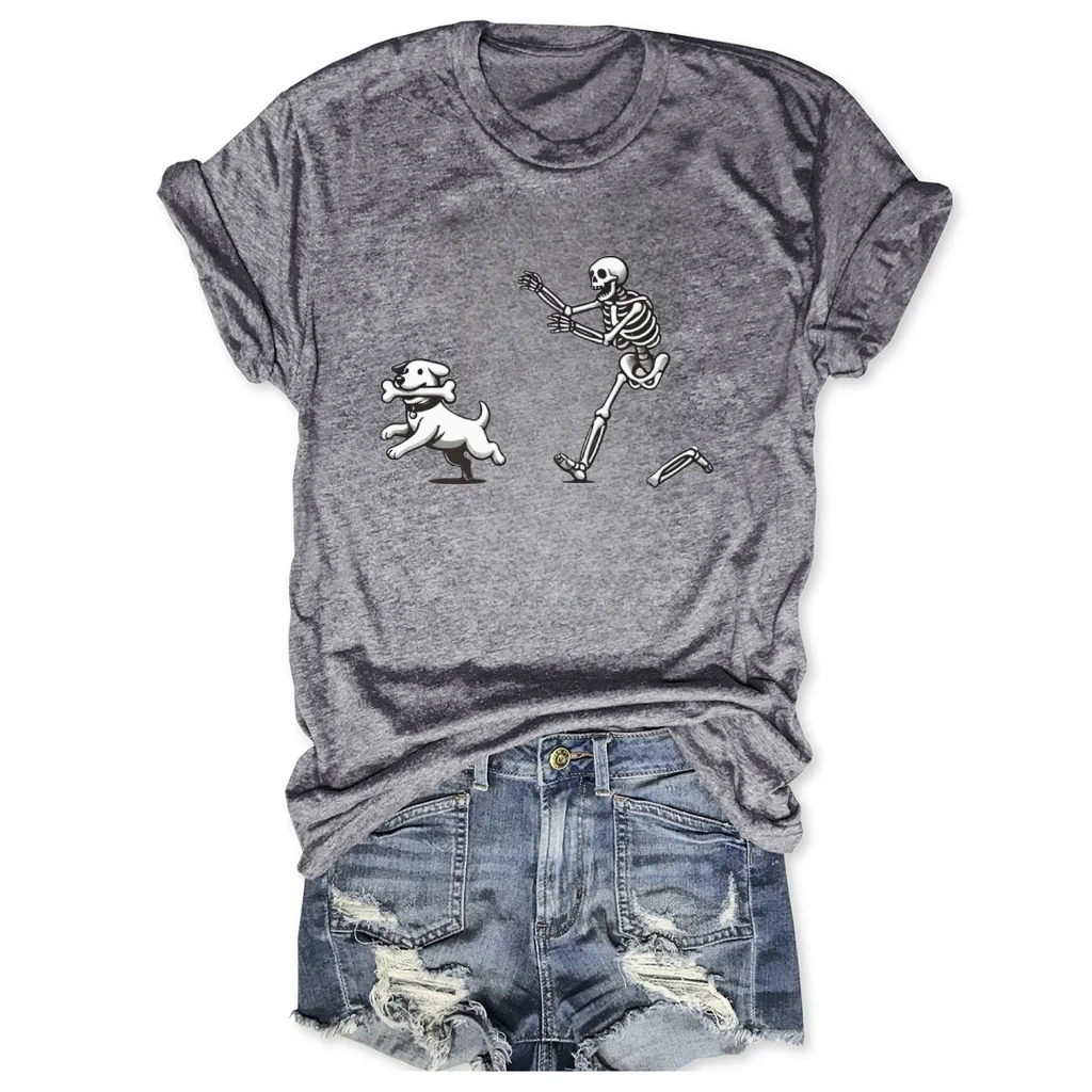 Halloween Casual Dog Crew Neck Short Sleeve T-shirt