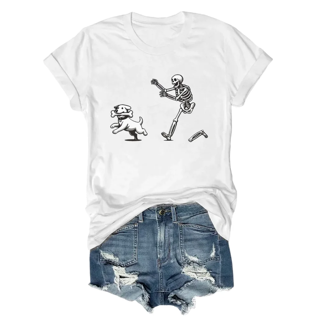 Halloween Casual Dog Crew Neck Short Sleeve T-shirt