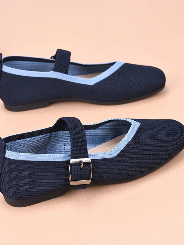 Casual Color Block Breathable Lace-Up Flat Heel Shallow Shoes Split Joint