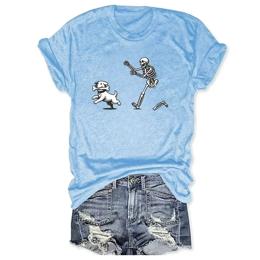 Halloween Casual Dog Crew Neck Short Sleeve T-shirt