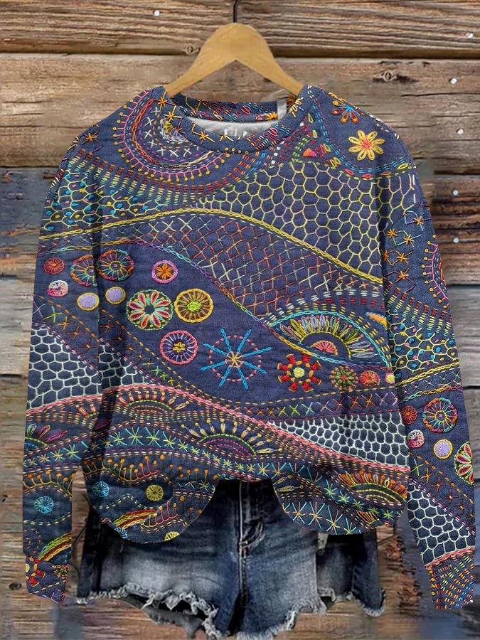 Casual Crew Neck Text Letters Sweatshirt