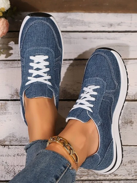 Casual Plain Breathable Lace-Up Low Heel Cortez Split Joint