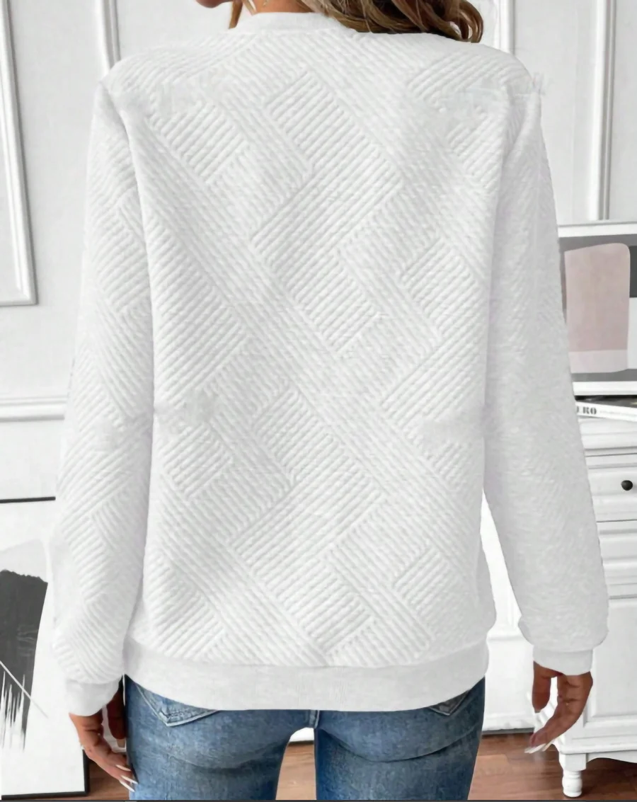 Casual V Neck Plain Sweatshirt