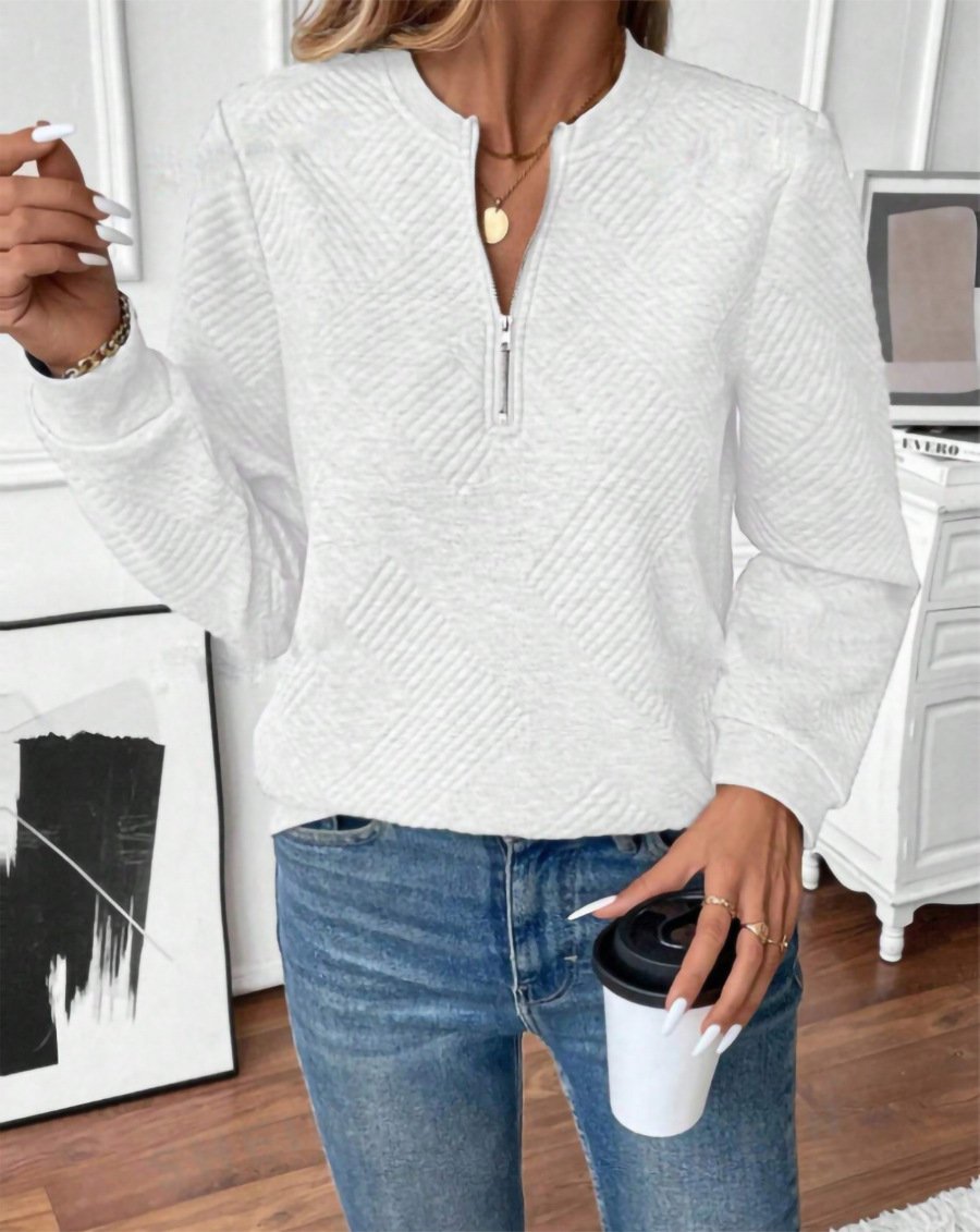 Casual V Neck Plain Sweatshirt