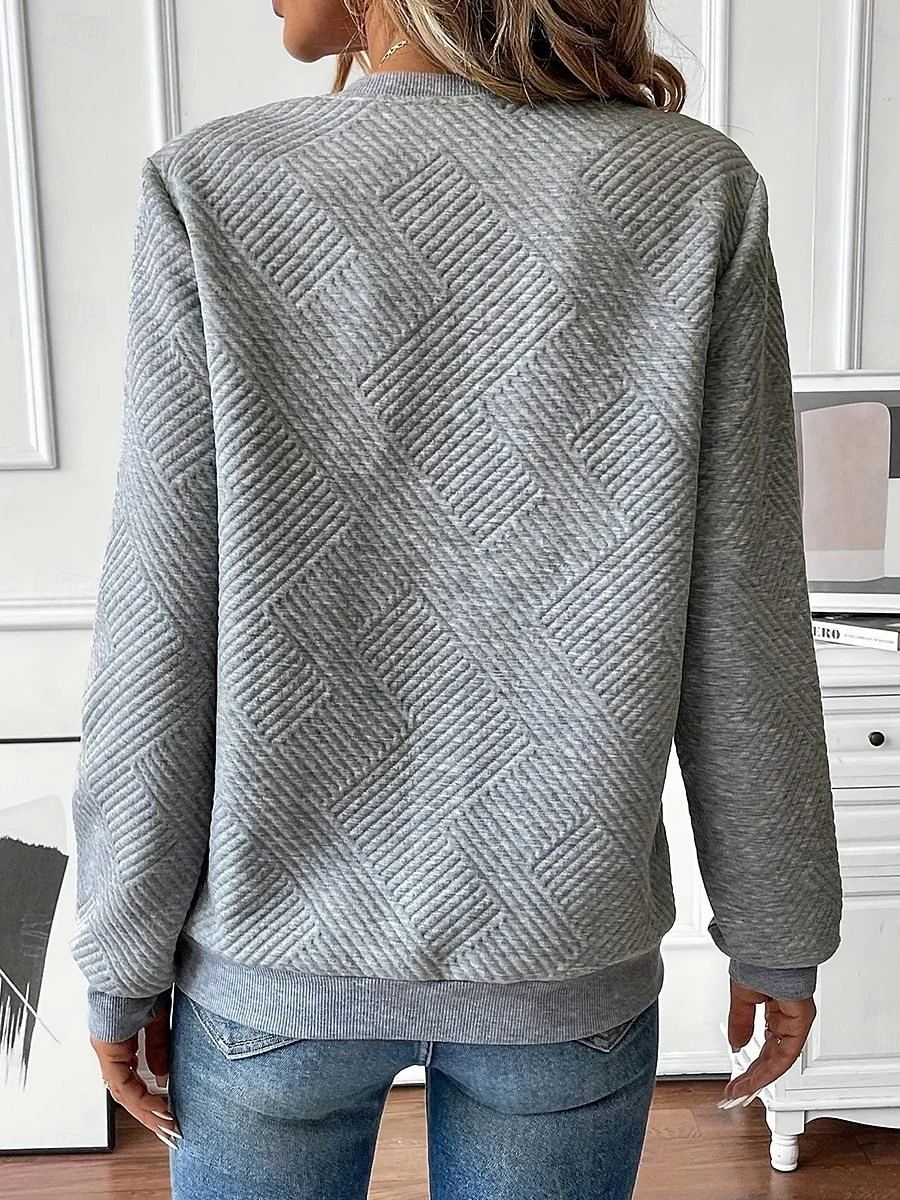 Casual V Neck Plain Sweatshirt