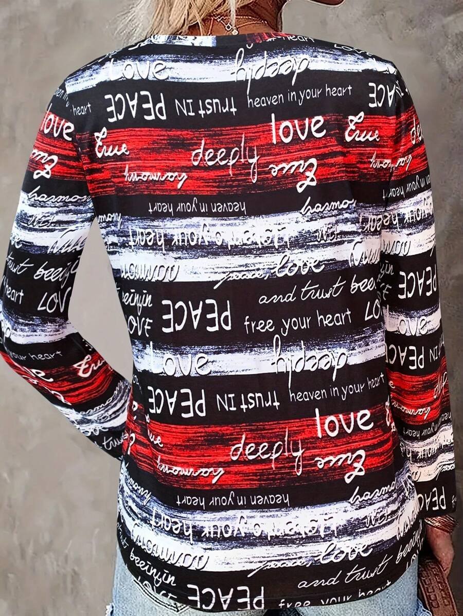 Casual Striped Crew Neck Long Sleeve T-shirt